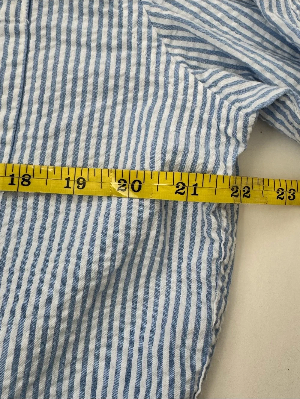J.Crew Seersucker Slim Button Down Shirt Mens L Blue White Striped Long Sleeve